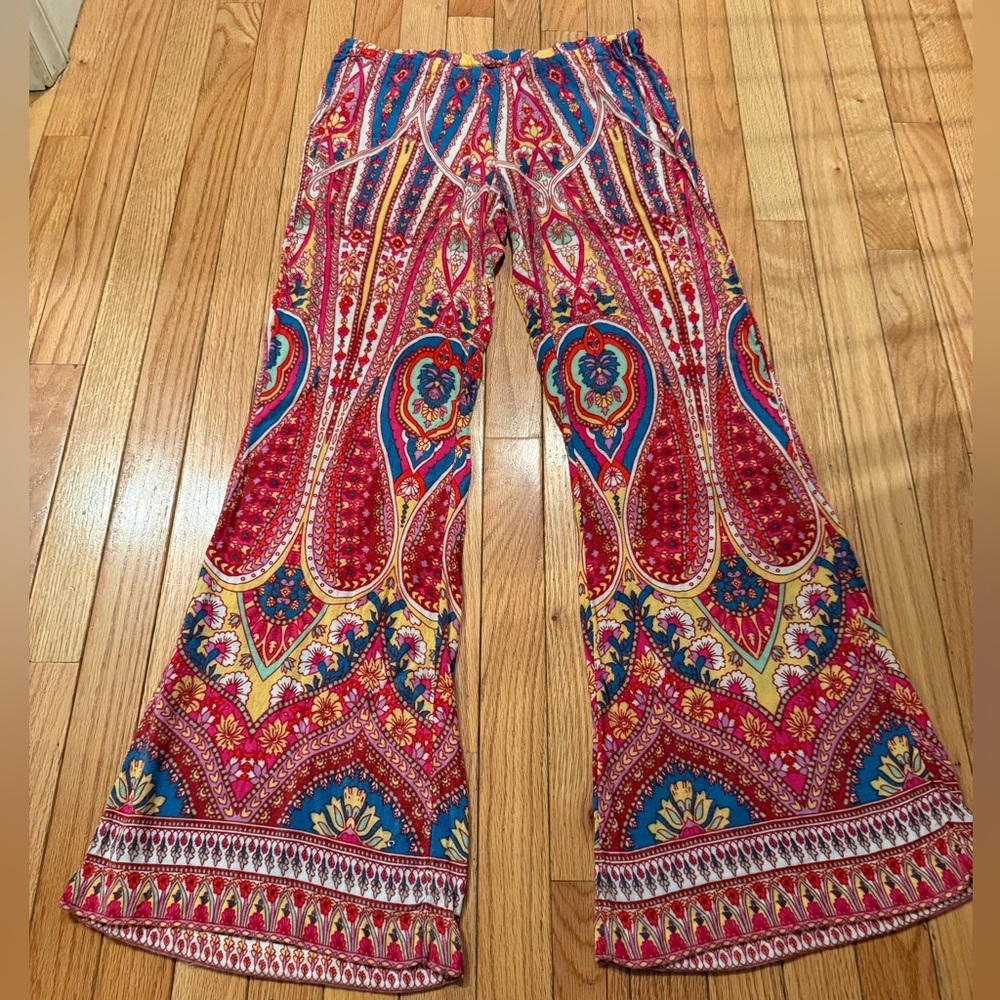 VTG Billabong Red Blue Paisley Pants Casual Comfy Strech bell bottom festival - Picture 2 of 7